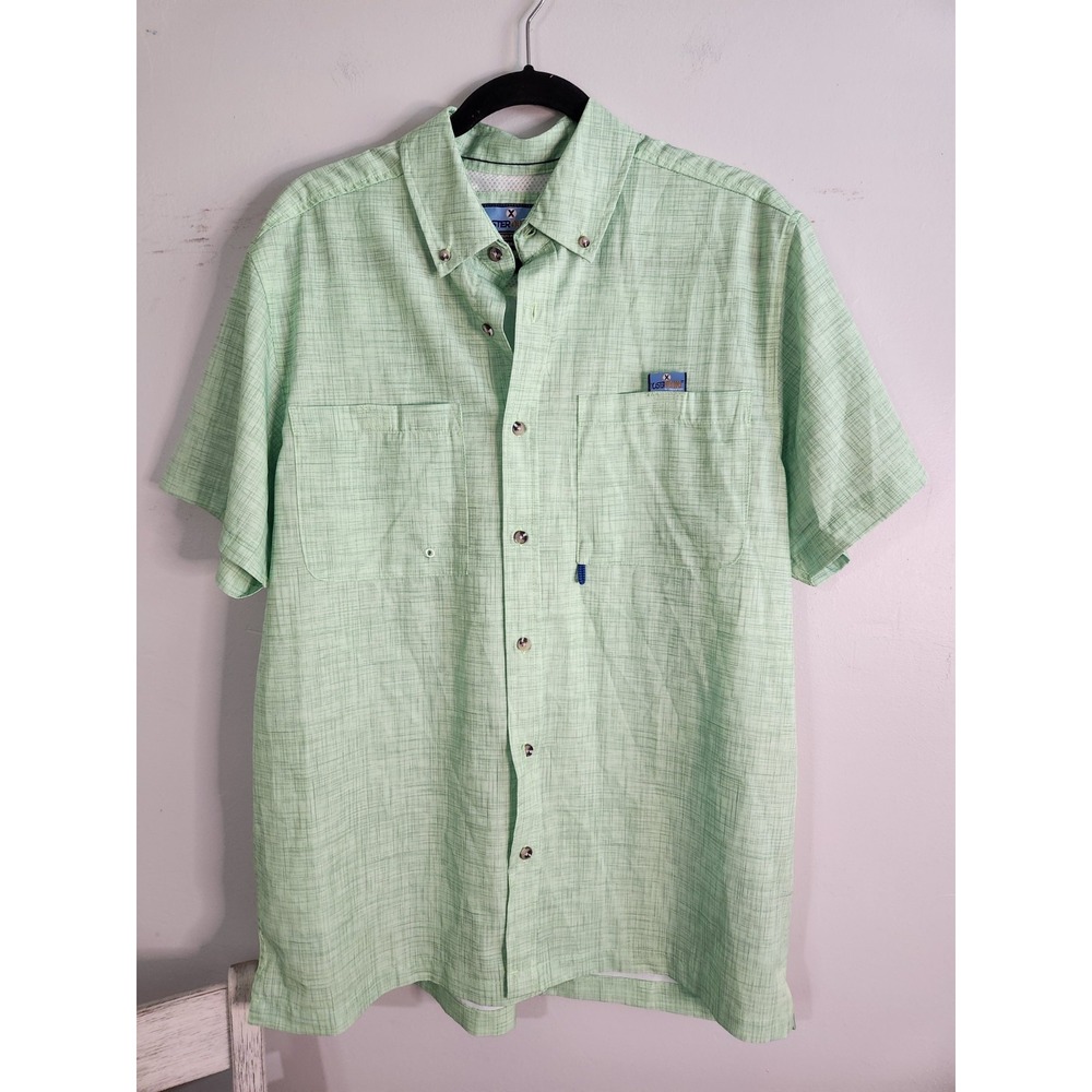 XCaster‎ Outdoor Men's L Short Sleeve Button-Up Plaid Green UFP + sun protection